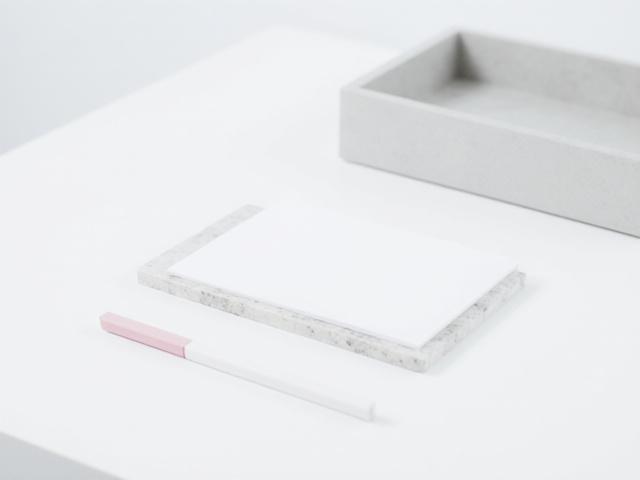 Minimalist desk set with monochromatic accessories