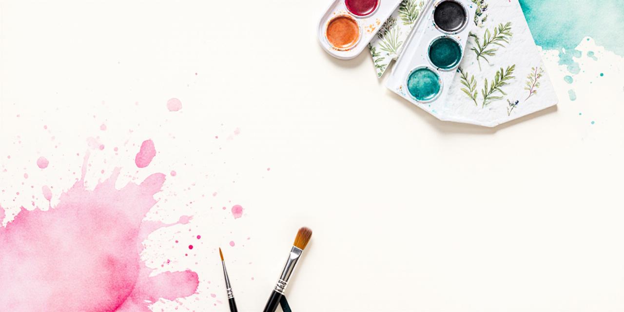 Top-down view of the Watercolor Wanderlust art kit featuring handmade paints and cold-press paper