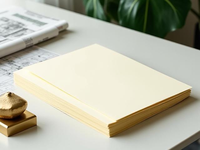 High-end office desk setup with elegant paper