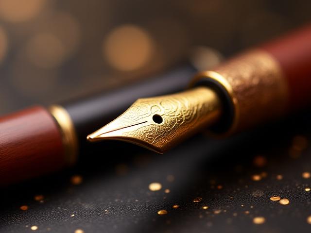 Brass fountain pen with mahogany barrel