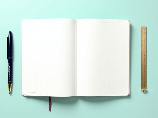 Bullet journal with dot grid layout